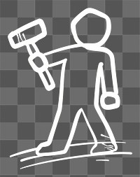 PNG Logo of person holding hammer monochrome darkness standing.