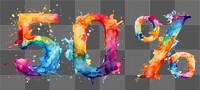 50% word png splashed watercolor alphabet, transparent background