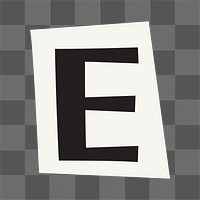 Letter E  png black&white papercut alphabet, transparent background