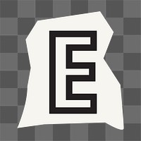 Letter E  png black&white papercut alphabet, transparent background