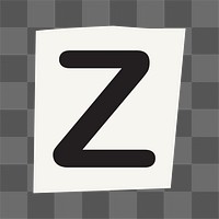 Letter Z  png black&white papercut alphabet, transparent background