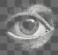 PNG An isolated black and white eye style art illustration.