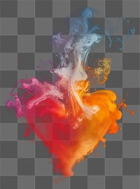 PNG Heart shape with smoke background colorful abstract.