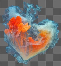 PNG Colorful heart shape with smoke abstract colors invertebrate.