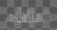 PNG Digital line illustration of smart city buildings urban night architecture.