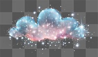 PNG Cloud with a sparkle universe night illustration.