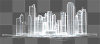 PNG Glowing wireframe of buildings architecture futuristic urban.