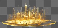 PNG Glowing wireframe of city architecture futuristic cityscape.