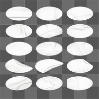 Set of 15 white oval plates with subtle variations. Oval plates with smooth, curved designs. Perfect for serving, these oval plates add elegance to any table. Sticker element vector set.