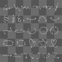 PNG Hand-drawn arrows and shapes on transparent background