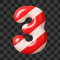PNG Candy striped number three illustration Free PNG rawpixel