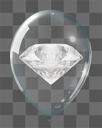 Jewelry insurance png sticker, diamond in clear balloon, transparent background