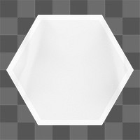 PNG blank hexagon shape sticker, off white collage element, transparent background