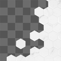 Png white hexagon tile border, transparent background