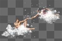 Creation of Adam png sticker, Michelangelo's painting remixed by rawpixel, transparent background