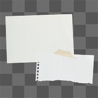 Png paper mood board, white collages on transparent background