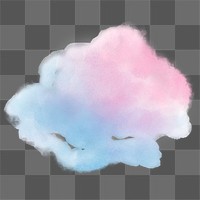 Aesthetic cloud png sticker, watercolor design in transparent background
