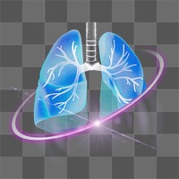 Lungs png, respiratory medical technology digital sticker in transparent background