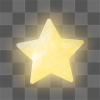 Yellow png star, festive sticker on transparent background