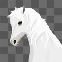 PNG white horse face illustration sticker, transparent background