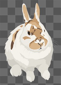 Spotted rabbit png, pet bunny illustration sticker, transparent background