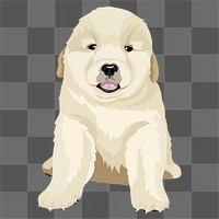 PNG puppy sticker, golden retriever baby dog illustration, transparent background