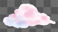 Aesthetic cloud png sticker, watercolor design in transparent background