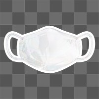 Face mask  png sticker, crystal glass, transparent background