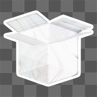 Open box  png sticker, crystal glass, transparent background