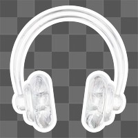 White headphones  png sticker, crystal glass, transparent background