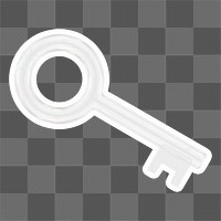 White key  png sticker, crystal glass, transparent background