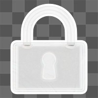 White padlock  png sticker, crystal glass, transparent background