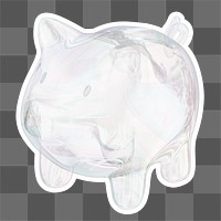 Piggy bank  png sticker, crystal glass, transparent background