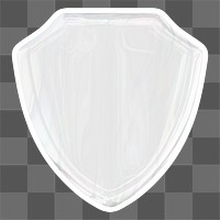 White shield  png sticker, crystal glass, transparent background