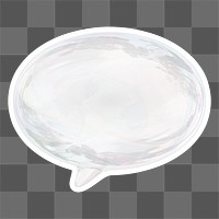 White speech bubble  png sticker, crystal glass, transparent background