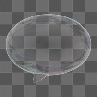 Speech bubble icon  png sticker, 3D crystal glass, transparent background