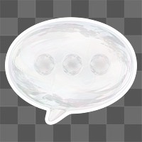 White speech bubble  png sticker, crystal glass, transparent background