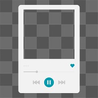 Png music player frame sticker, transparent background