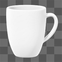 White coffee mug png sticker, transparent background