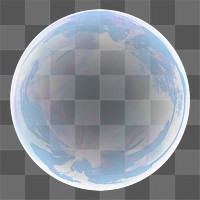 Png glass ball sticker, 3D rendering, transparent background