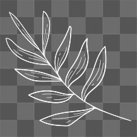 Png leaf line art sticker, memphis illustration, transparent background