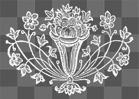Vintage flowers png sticker, white illustration, transparent background