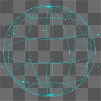 Png blue globe grid  sticker, transparent background