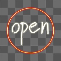 Neon open sign png sticker, transparent background