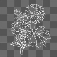 Vintage peony png aesthetic Japanese ukiyo-e remixed sticker, transparent background