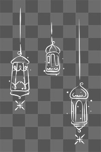 Ramadan lanterns png celebration sticker, transparent background