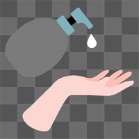 Covid-19 prevention png sticker, hand washing, transparent background