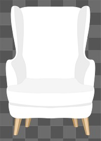 White armchair png sticker, cute design, transparent background