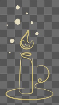 Gold candle doodle png sticker, transparent background