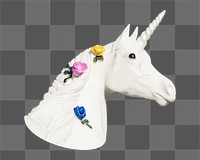 Unicorn statue png sticker, transparent background 